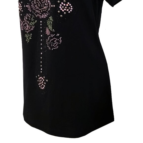 Rose Cross Women's Black Crew T-shirt - Picture 4 of 7